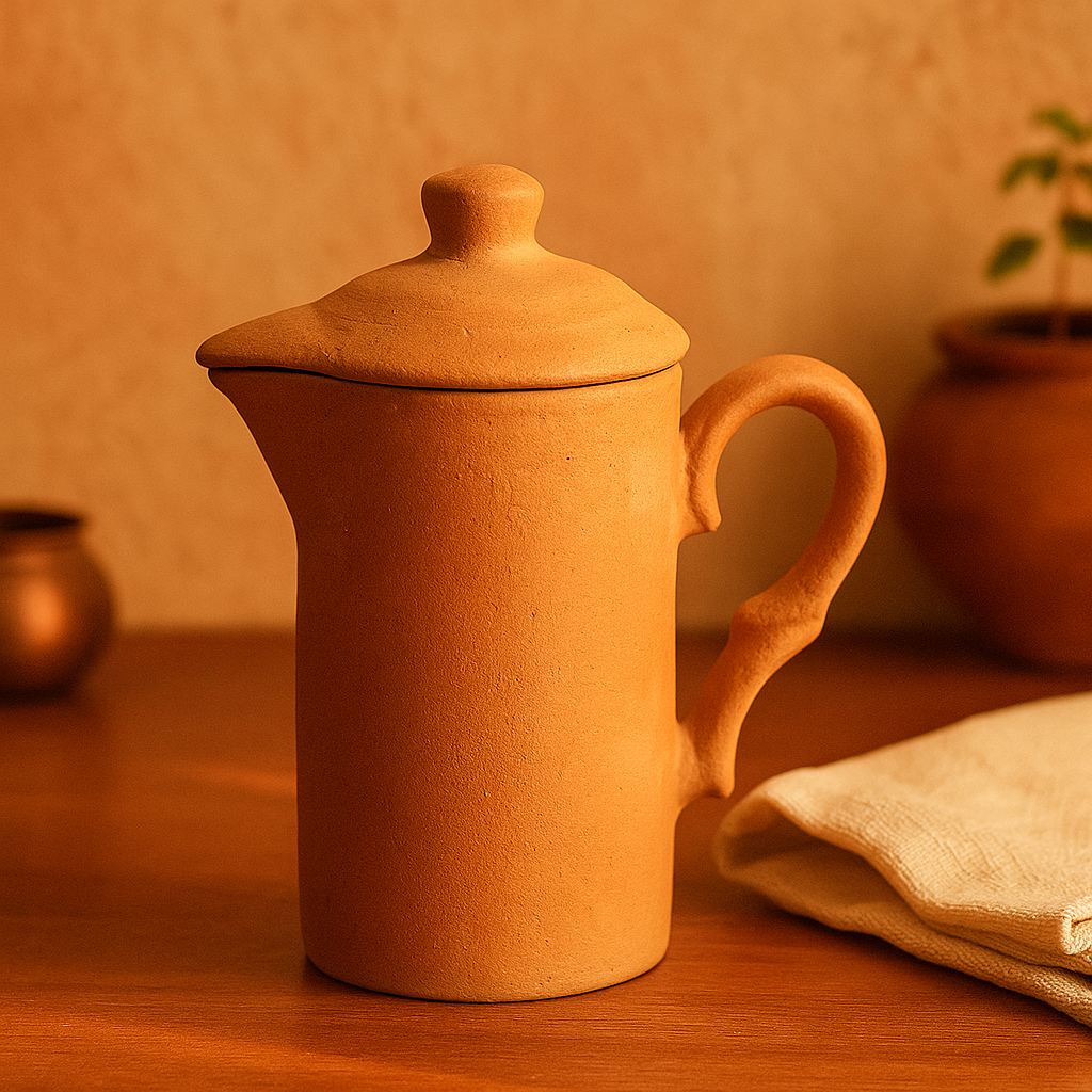 Terrapura Tea Serving Set (7-Piece) – Handmade Terracotta Pot + 6 Cups with Tray