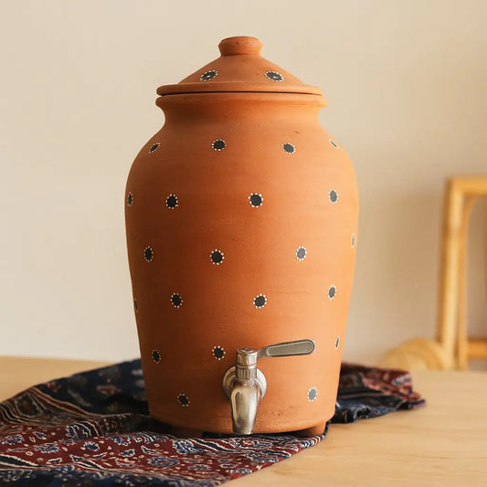 DhaaroVibes – Terracotta Water Dispenser Matka with Tap (5L) | ARK Naturals