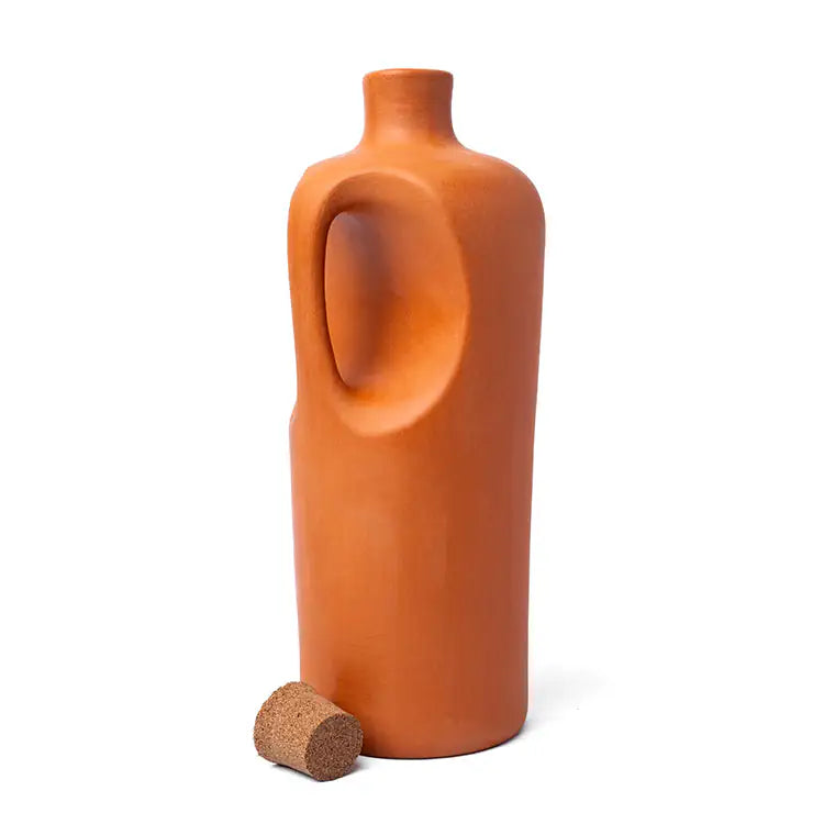 Handmade Terracotta Bottle with Cork & Handle (1.5L)