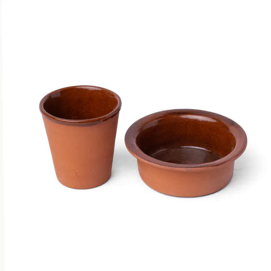Maison Terracotta Traditional South Indian Filter Coffee Cup Set – Glazed / Unglazed