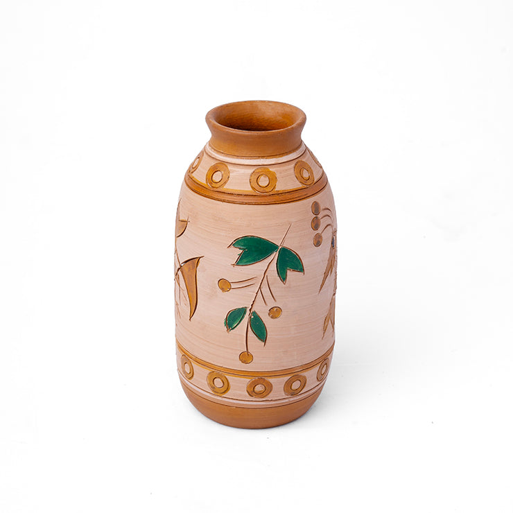 Slim Handmade Terracotta Vase 24cm | ClayNest Décor | ARK Naturals UAE
