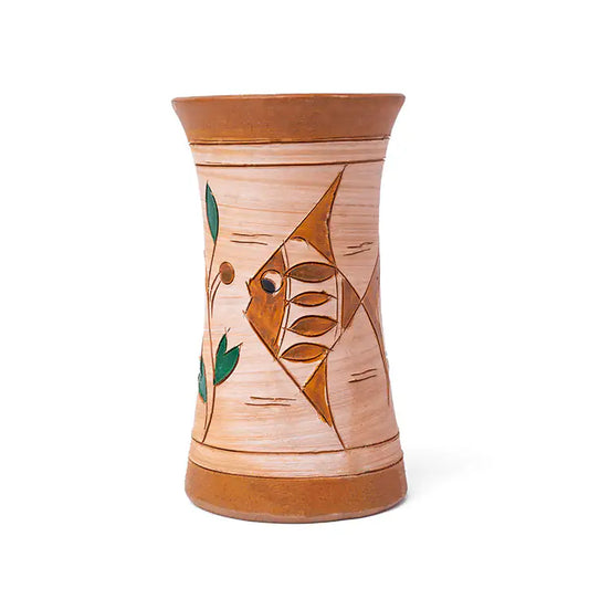 ClayNest “Sunfish Spire” Handpainted Terracotta Vase (15cm)