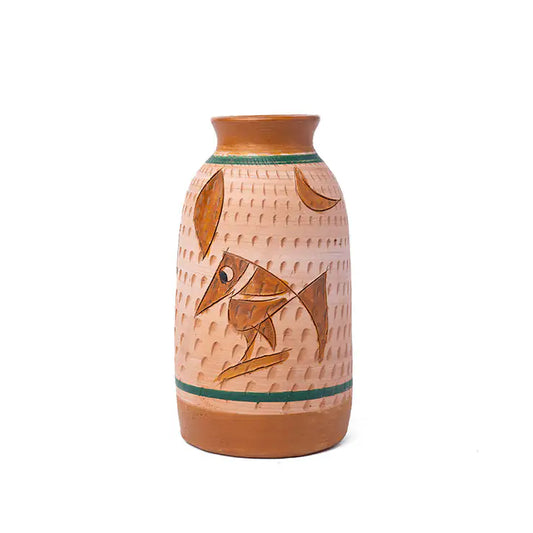 ClayNest “Palm Drift” Handpainted Terracotta Vase (16.5cm)