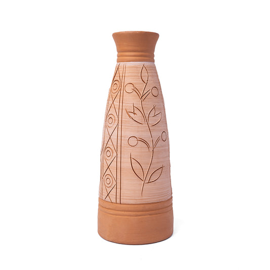 ClayNest Etched Totem Tall Terracotta Vase (23 cm)