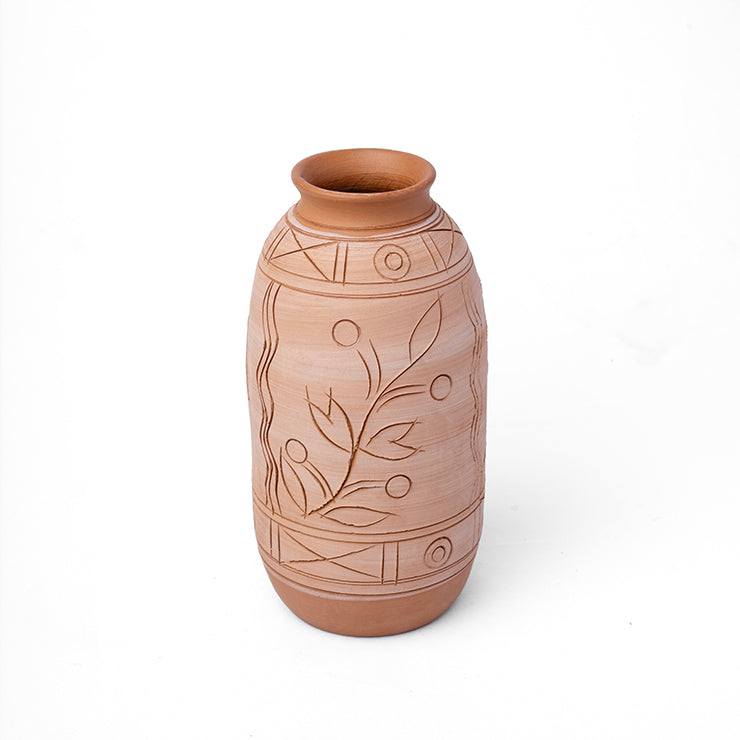 ClayNest Tribal Guardian Motif Terracotta Vase (21.5 cm)