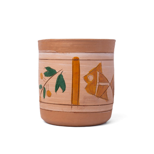 ClayNest Handmade Terracotta Pen Holder / Desk Organizer (Leaf Motif)