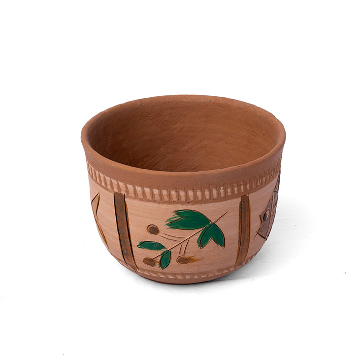 وعاء زراعة صغير من الطين بتصميم سمكة (11 سم) - وعاء مصنوع يدويًا من الطين