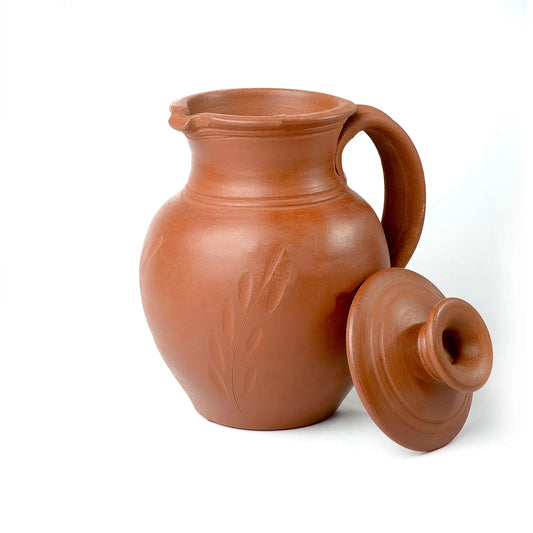 ClayRootz Handmade Terracotta Water Jug with Lid (3 Sizes)