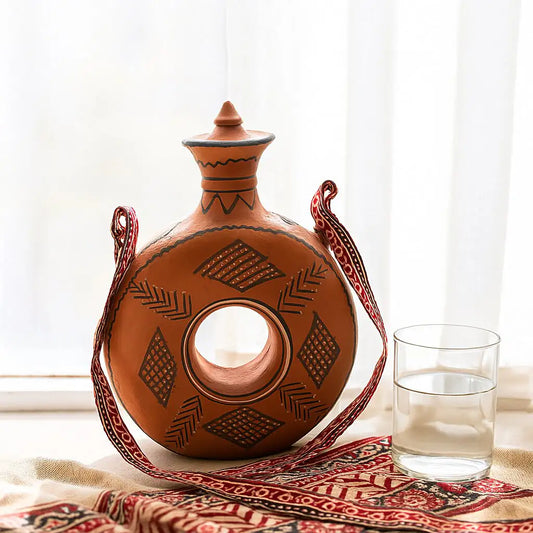 DhaaroVibes Handmade Terracotta Bottle – 1L