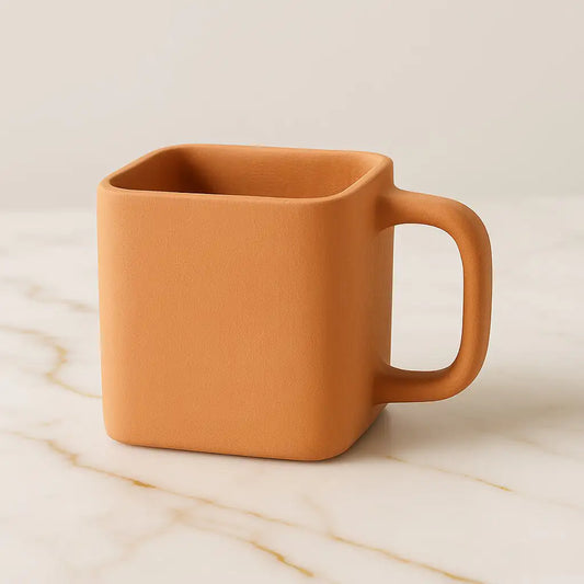 Handmade Square Terracotta Coffee Mug with Handle (350ml) | ARK Naturals