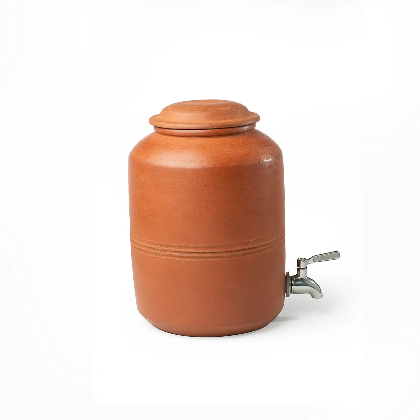ClayRootz – Terracotta Cylindrical Water Dispenser with Tap (5L) | ARK Naturals