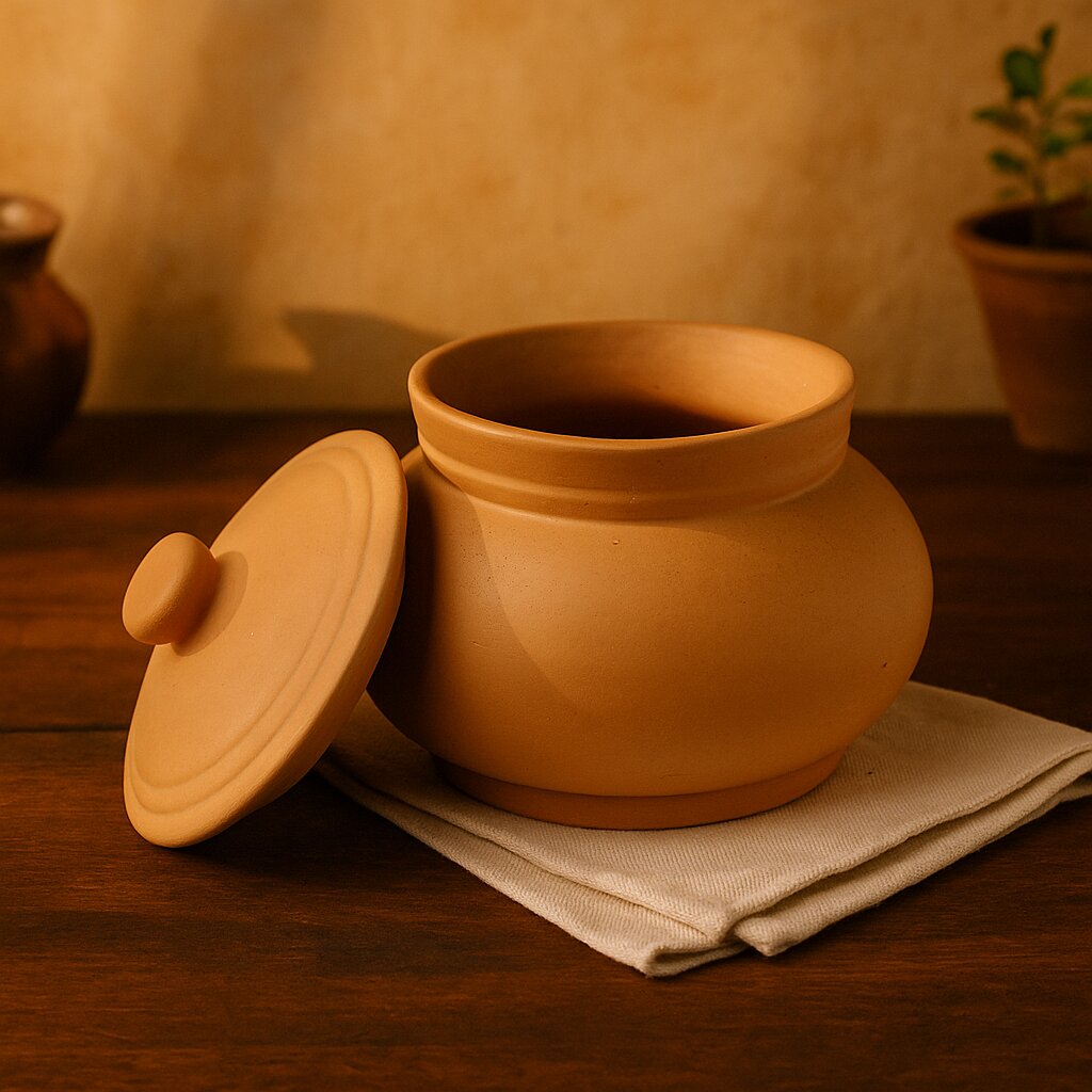 Terrapura: Handmade Terracotta Cooking Handi with Lid