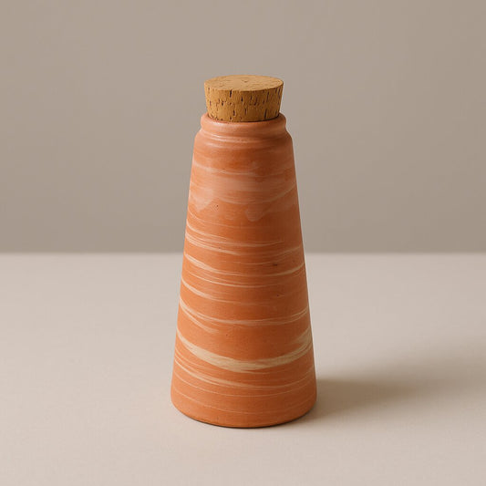 Terra Melange: Dune Strata – Marbled Terracotta Water Bottle with Cork (1L) | ARK Naturals