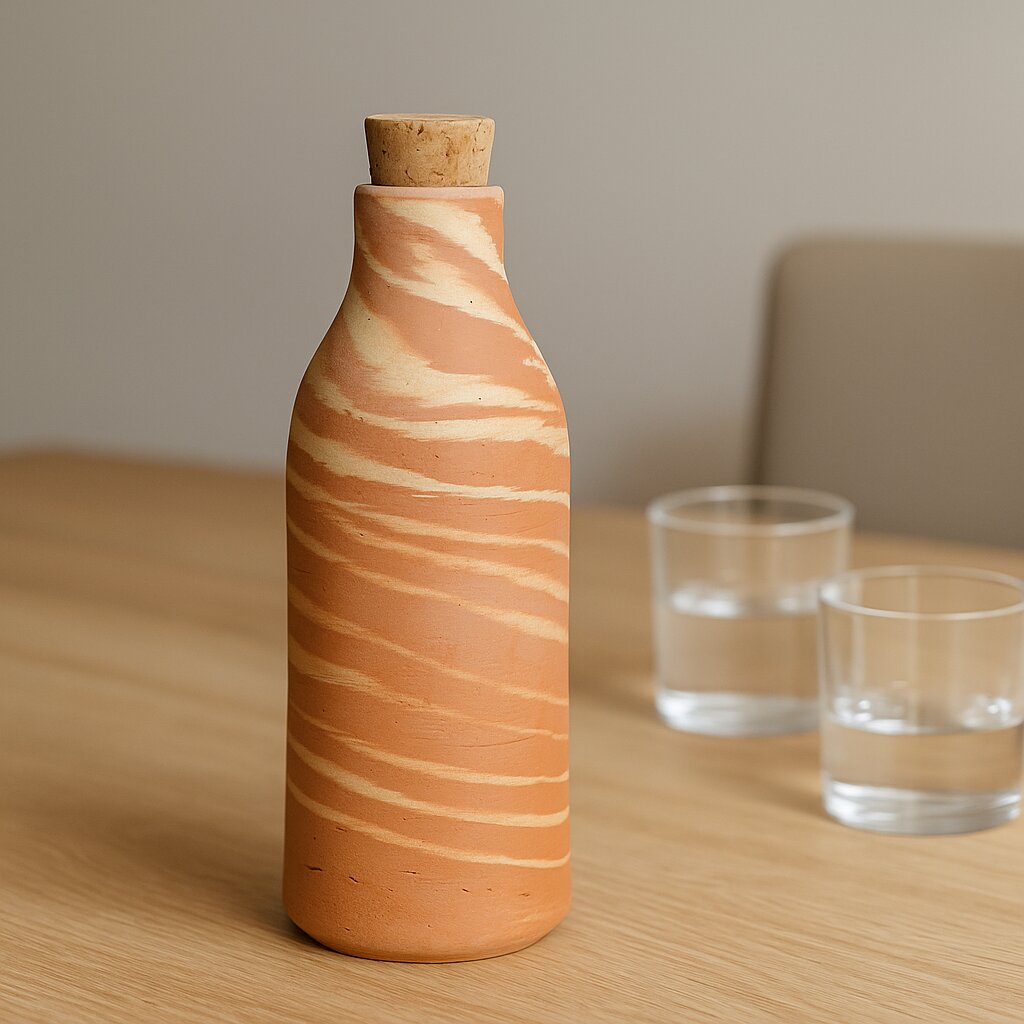 تيرا ميلانج: وادي دريفت - زجاجة مياه من الطين المحروق الرخامي مع سدادة من الفلين (1 لتر) | آرك ناتشورالز