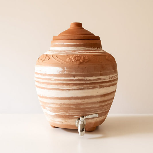 Terra Melange – Dual-Tone Terracotta Water Dispenser Matka with Tap (11L) | ARK Naturals