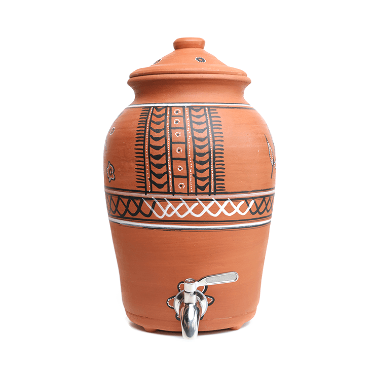 Earthen Clay Pot Aqua with Stainless Steel Tap 5 Ltrs