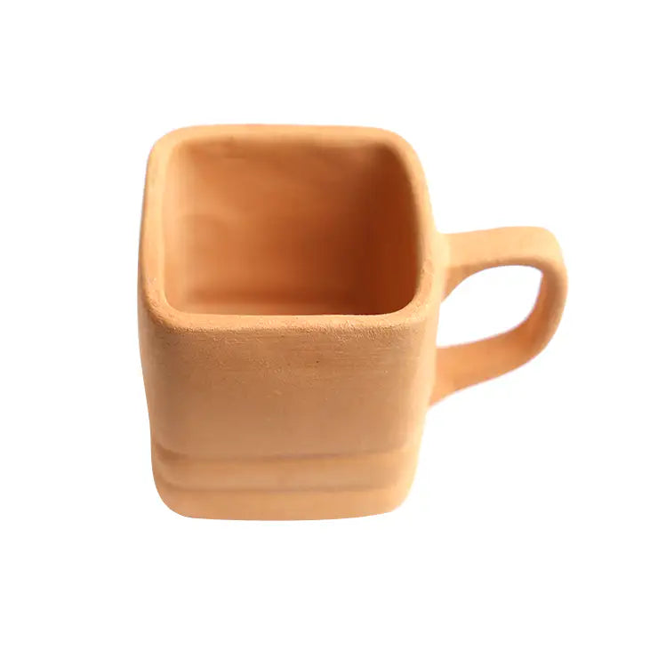 Terrapura square handmade clay cup with integrated handle