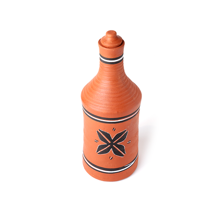 DhaaroVibes: Sitara Mark – Hand-Painted Terracotta Water Bottle (1L) | ARK Naturals
