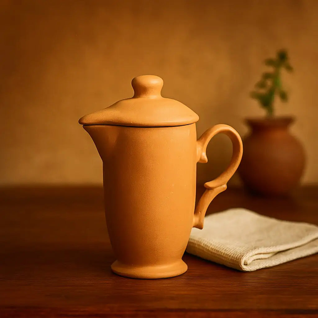 Terrapura Tea Set (7-Piece) – Handmade Terracotta Tea Pot + 6 Cups