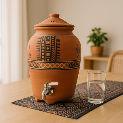 DhaaroVibes – Terracotta Water Dispenser Matka with Tap (5L) | ARK Naturals