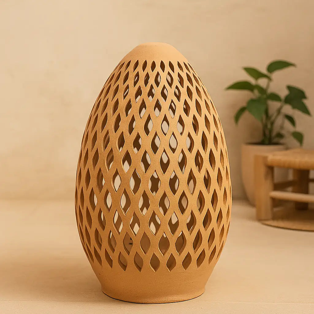 NoorNook Woven Dome Terracotta Lantern