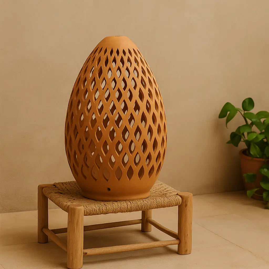 NoorNook Woven Dome Terracotta Lantern