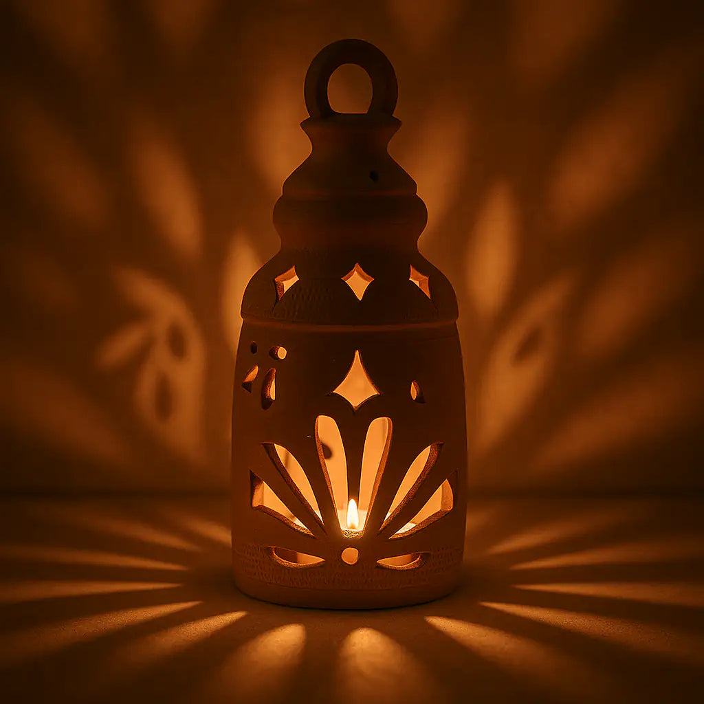 NoorNook Arch Cutwork Terracotta Lantern
