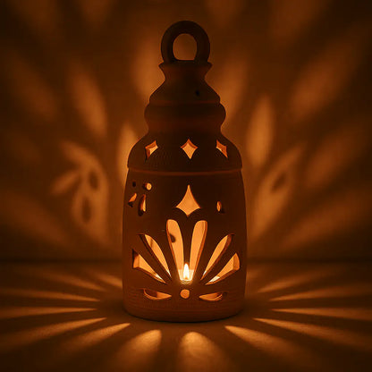 NoorNook Arch Cutwork Terracotta Lantern