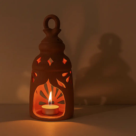 NoorNook Arch Cutwork Terracotta Lantern