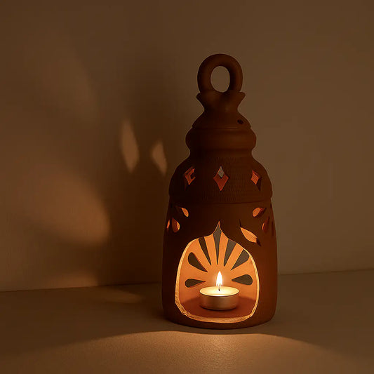 NoorNook Arch Cutwork Terracotta Lantern