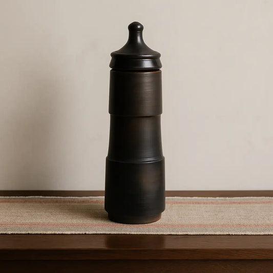 Premium black terracotta water bottle for dining table and kitchen