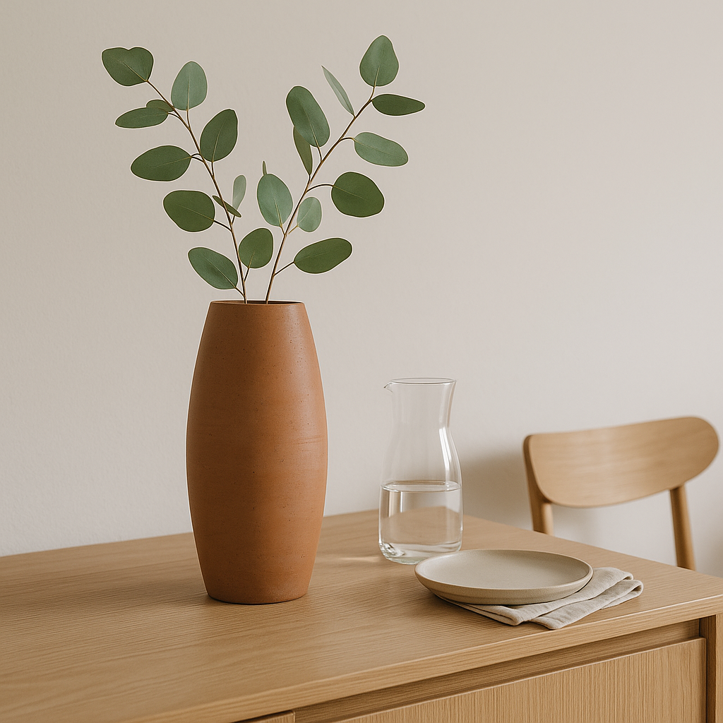 مزهرية كلاينست المصنوعة يدويًا من الطين المحروق (24 سم) - مزهرية ديكور رفيعة وبسيطة