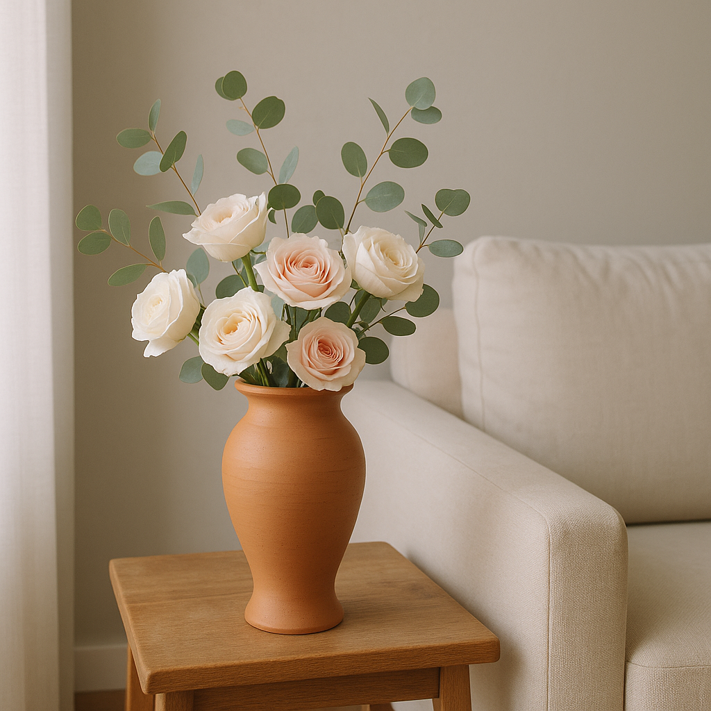 مزهرية كلاينست المصنوعة يدويًا من الطين المحروق (24 سم) - مزهرية ديكور من الطين الطبيعي