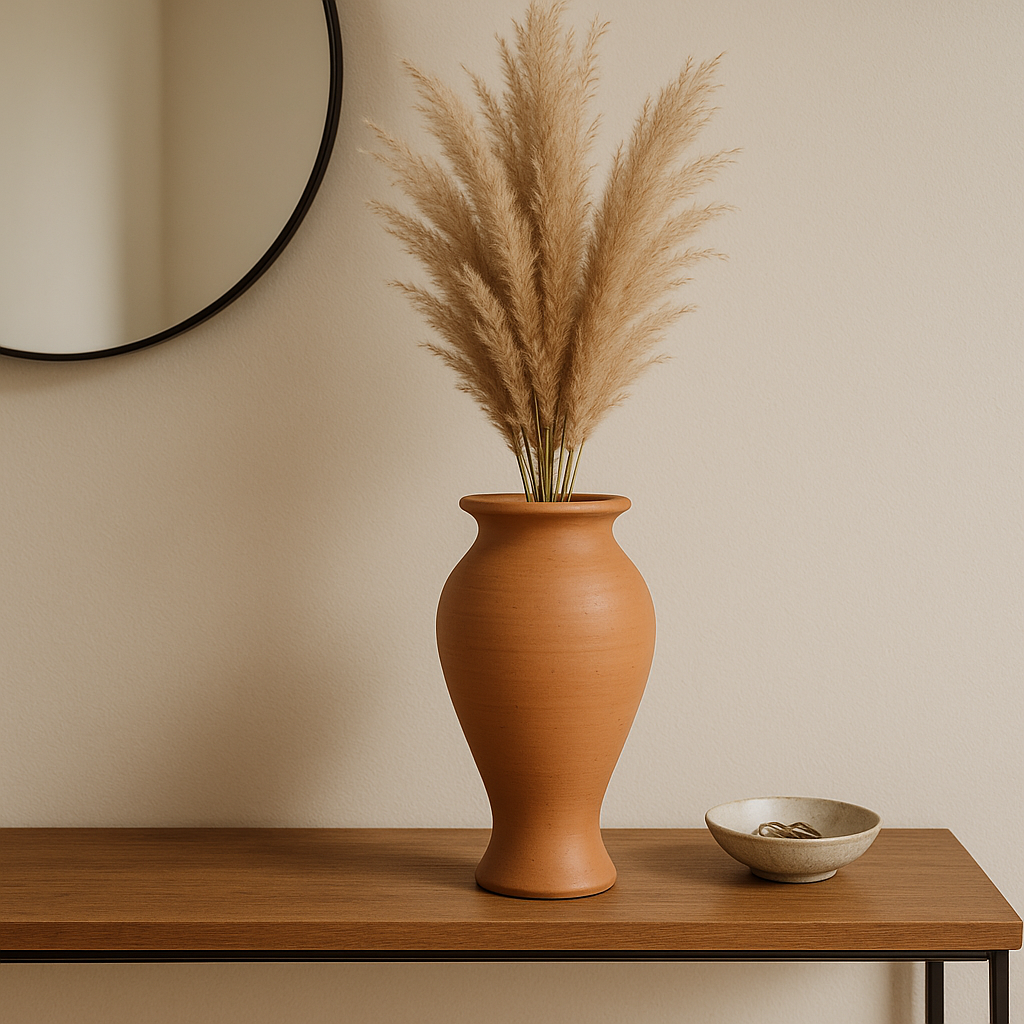مزهرية كلاينست المصنوعة يدويًا من الطين المحروق (24 سم) - مزهرية ديكور من الطين الطبيعي