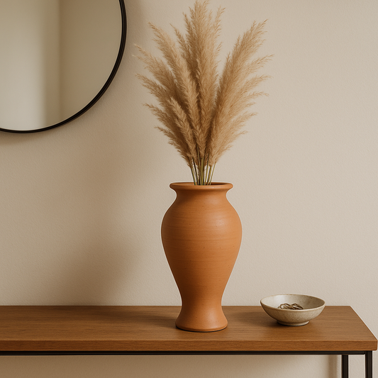 ClayNest Handmade Terracotta Vase (24cm) – Natural Clay Decor Vase