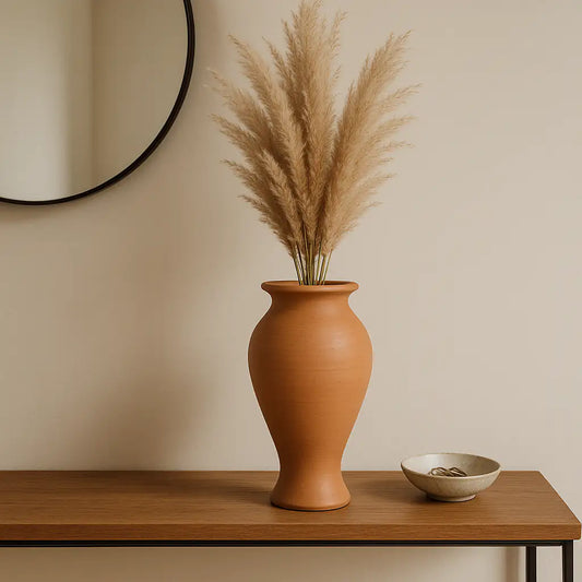ClayNest Handmade Terracotta Vase (24cm) – Natural Clay Decor Vase