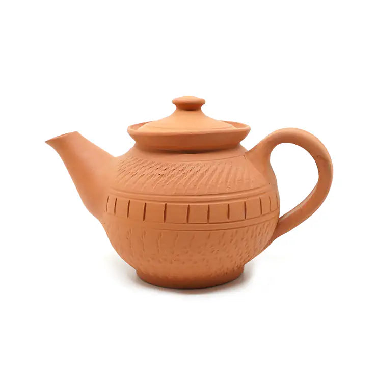 Dirtique: Handmade Terracotta Tea Set with Kettle, Cups & Saucers – 650 ml