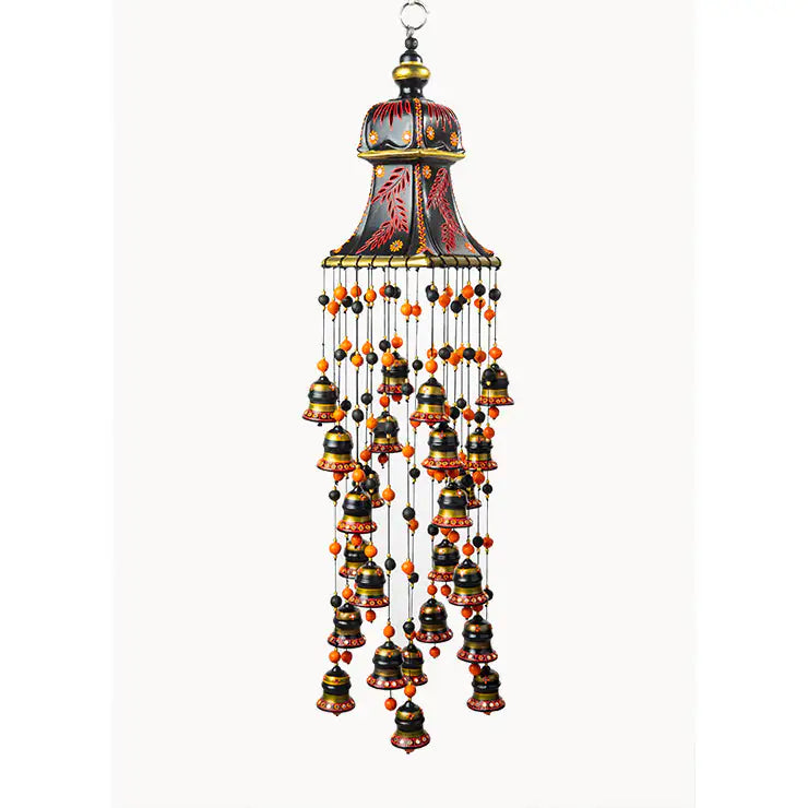 Decorative hanging lantern with beads on a white background