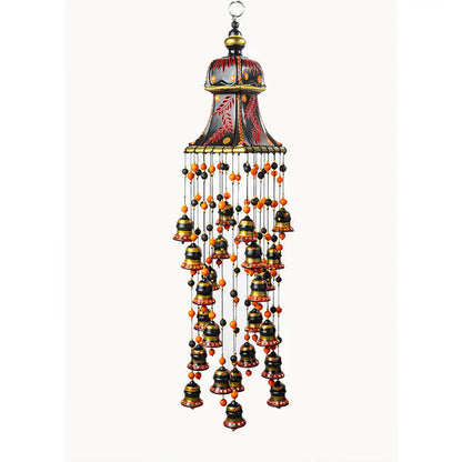 Decorative hanging lantern with beads on a white background