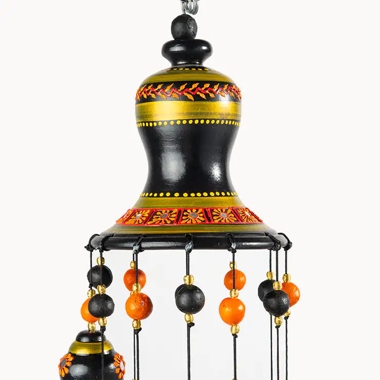 Maison Terracotta artisan hanging bells with bead detailing