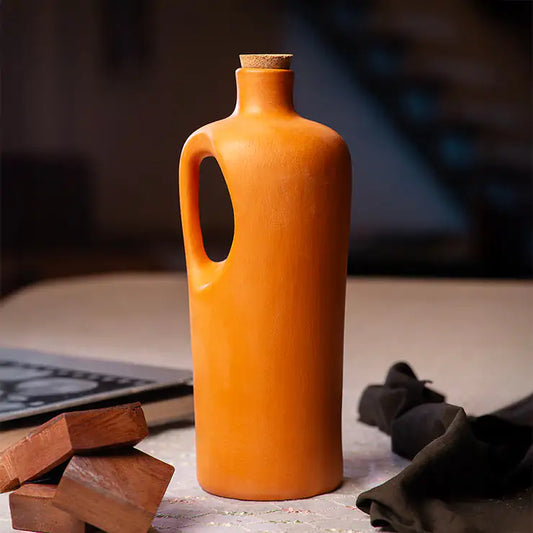 Handmade Terracotta Bottle with Cork & Handle (1.5L)