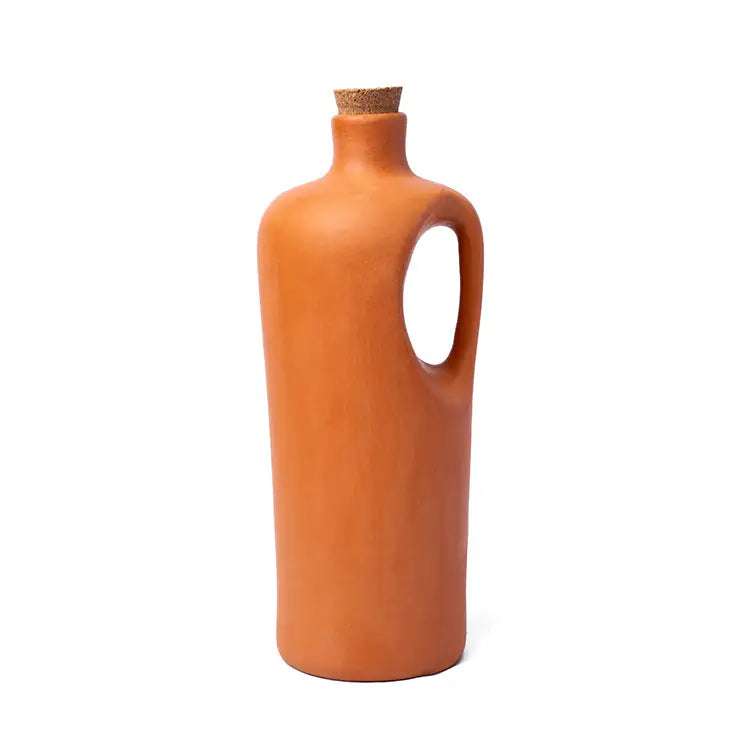 Handmade Terracotta Bottle with Cork & Handle (1.5L)