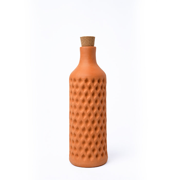 زجاجة من الطين المحروق بنمط شبكي ماسي - 1 لتر