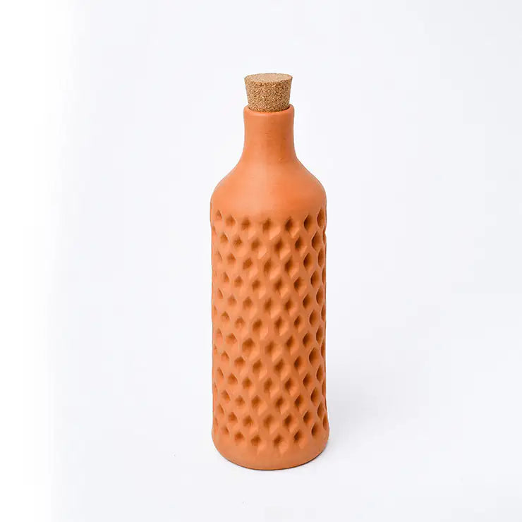 Terracotta Bottle with Diamond Lattice Pattern - 1L