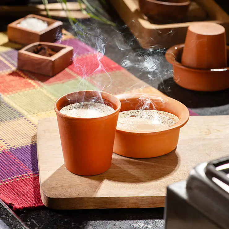 Maison Terracotta Traditional South Indian Filter Coffee Cup Set – Glazed / Unglazed