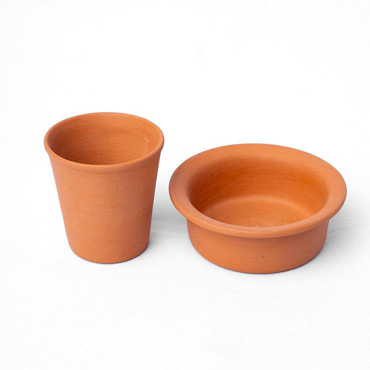 Maison Terracotta Traditional South Indian Filter Coffee Cup Set – Glazed / Unglazed
