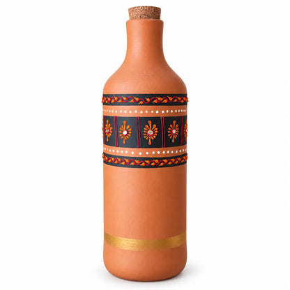 Maison Terracotta hand-painted terracotta water bottle 1000 ml with cork lid