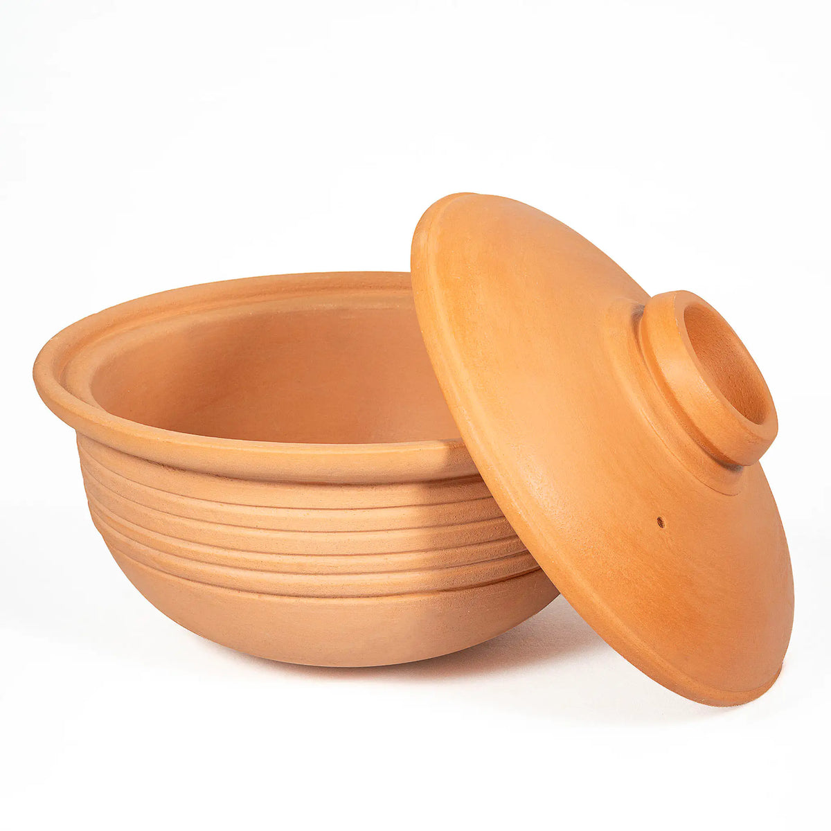 Handmade clay cooking pot with terracotta lid open view 3500 ml