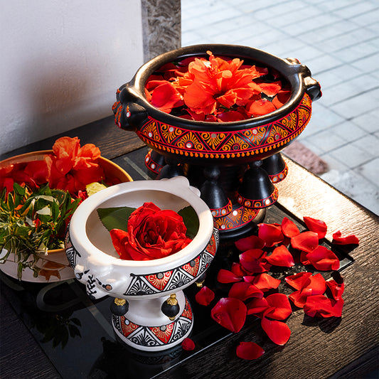 Maison Terracotta Hand-Painted Urli Stand (Stand Only) — 3 Sizes, 2 Colors