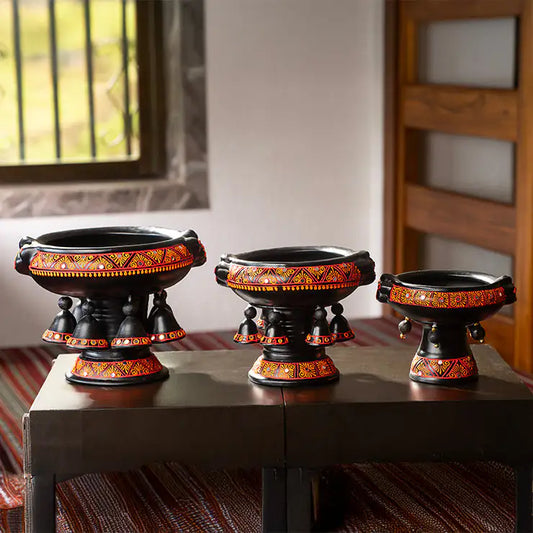 Maison Terracotta Hand-Painted Urli Bowl (Bowl Only) — 3 Sizes, 2 Colors